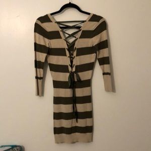 Back Lace Up Sweater Dress